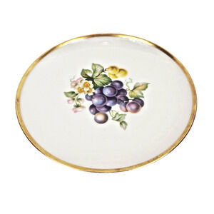 Vintage Hutschenreuther Pasco Porcelain Grape Plate Gold Trim Bavaria Germany 8"